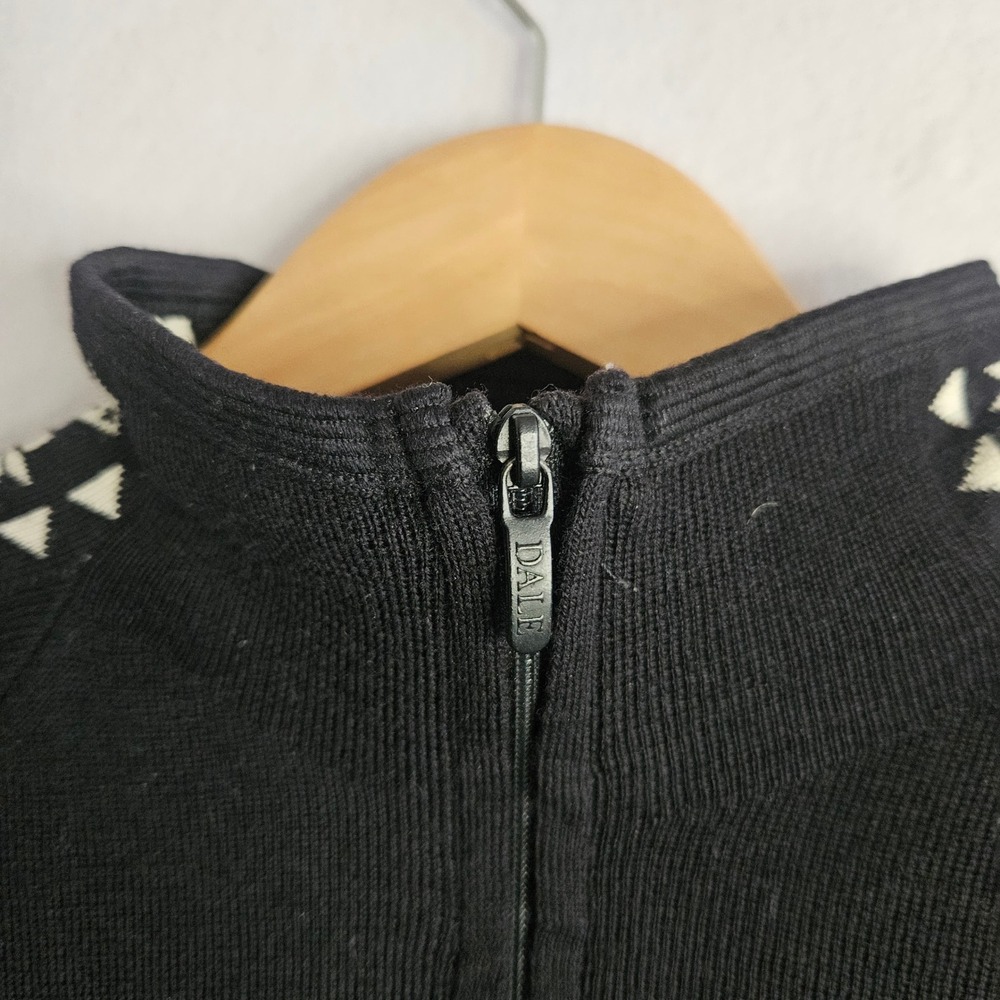 Dale of Norway Wool Quarter Zip Sweater Black Cream Snowflake Nordic Mens Large - Picture 5 of 13